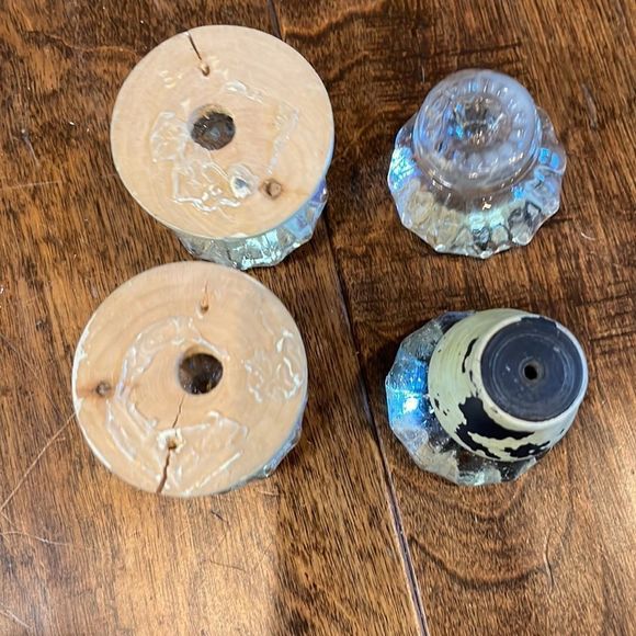 Vintage Glass Door Knobs with Brass Accents - Picture 3 of 3